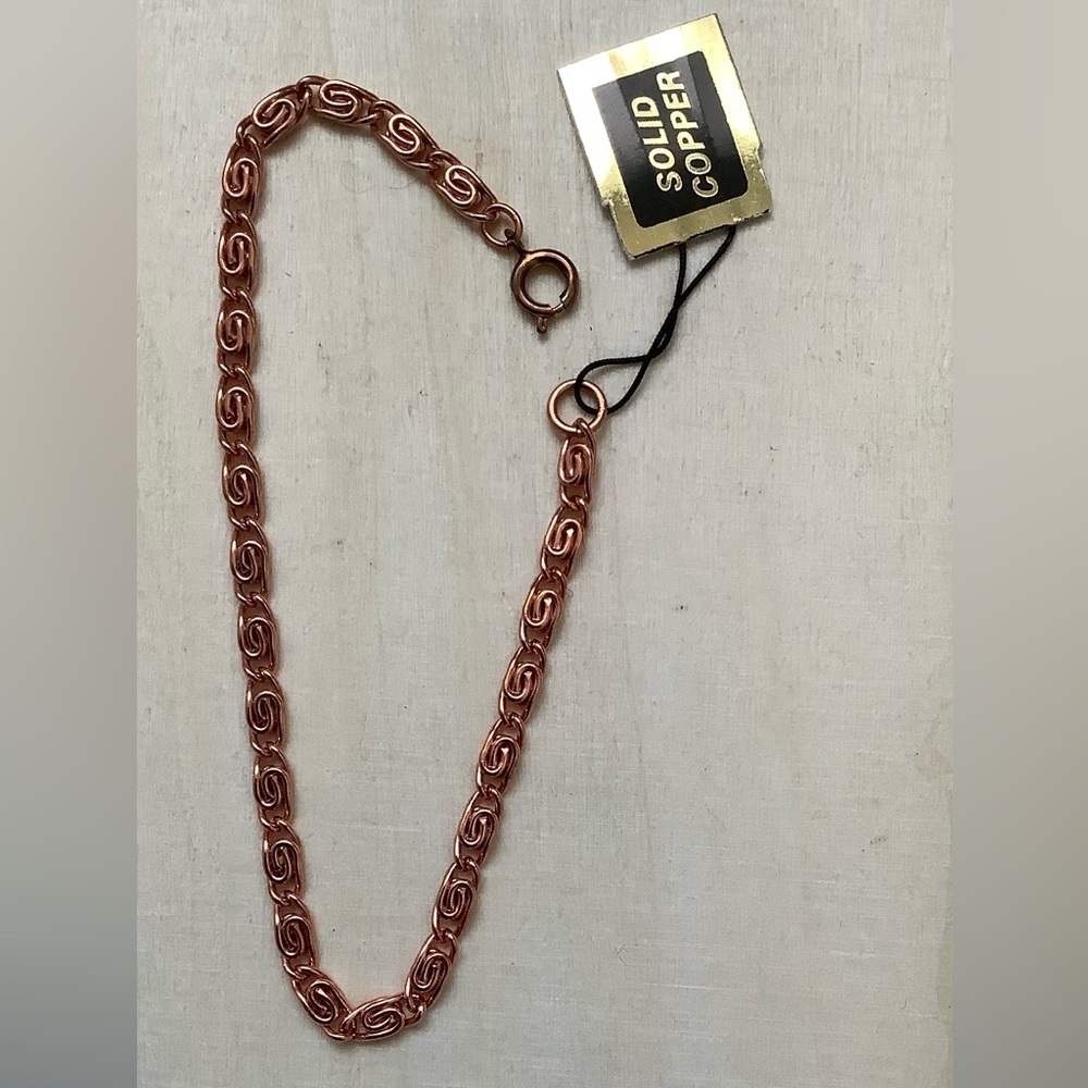 New vintage SOLID COPPER scroll chain bracelet
